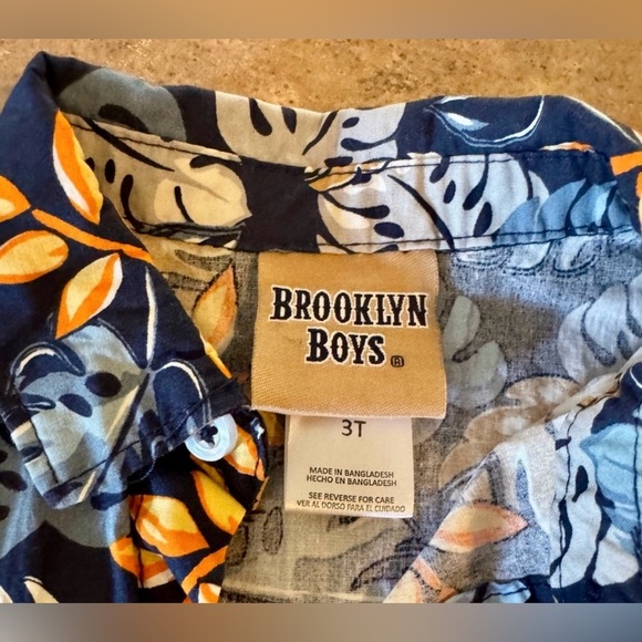 Brooklyn Boys- Kids Blue Leaf Print Matching Set, Size 3T - Picture 3 of 5